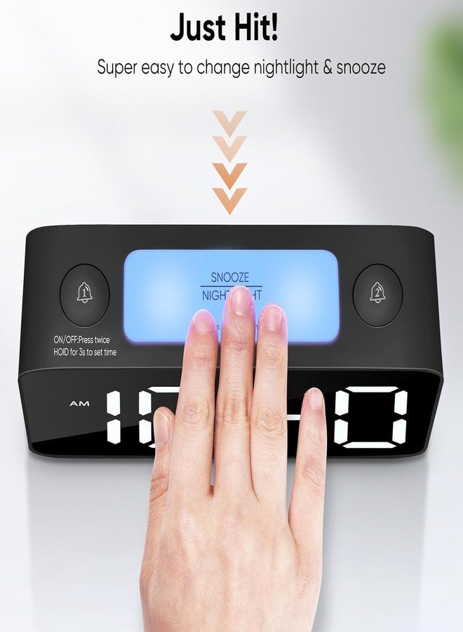RUCON Plastic RGB Super Loud Alarm Clock for Heavy Sleepers Adults,Digital Clock with 7 Color Nightlight, Small Clocks for Bedrooms Bedside,Ok to Wake for Kids,Teens (Black+RGB) - Image 2